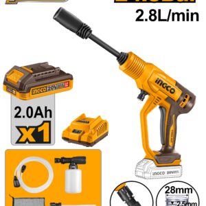 Hidrolavadora inalámbrica 20v 2.8 lts por minuto con batería y cargador