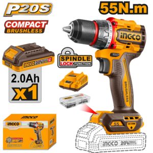 Taladro atornillador  inalámbrico 1/2" 55Nm 20v con batería y cargador