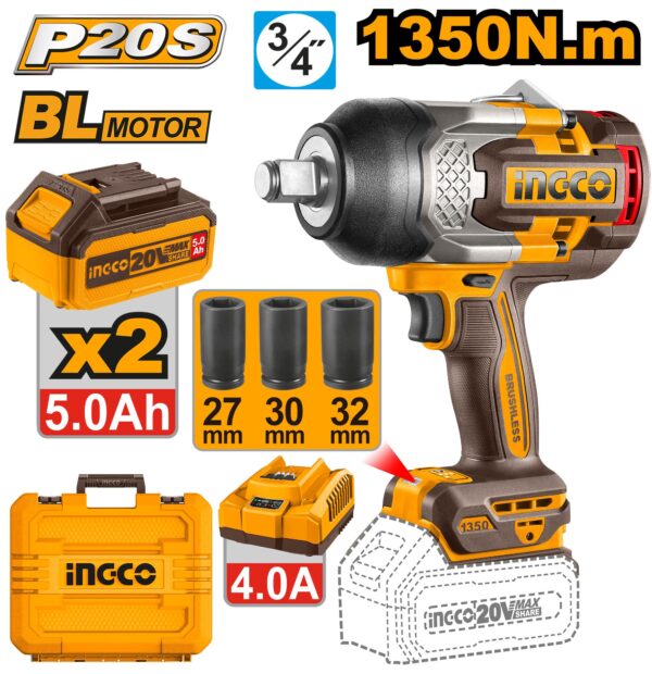 PISTOLA DE IMPACTO INALAMBRICA 3/4" 20V 1350 N.m