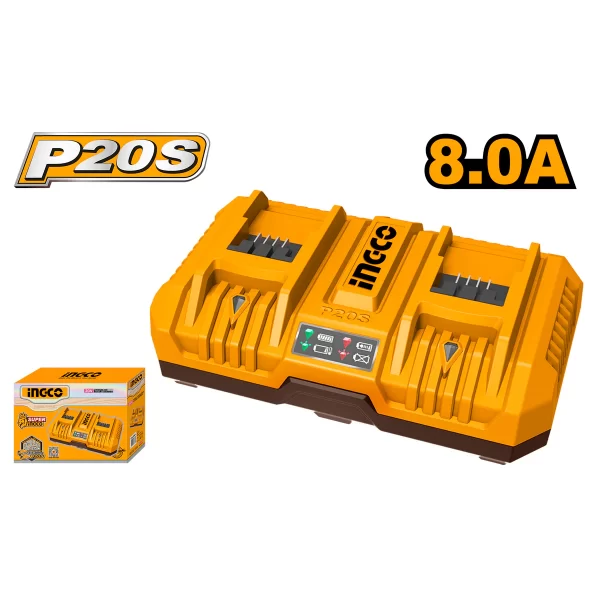 Cargador para 2 baterías 8.0A 20v