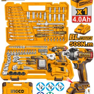 PISTOLA DE IMPACTO INALAMBRICA  20V 500 N.m + SET DE HERRAMIENTAS