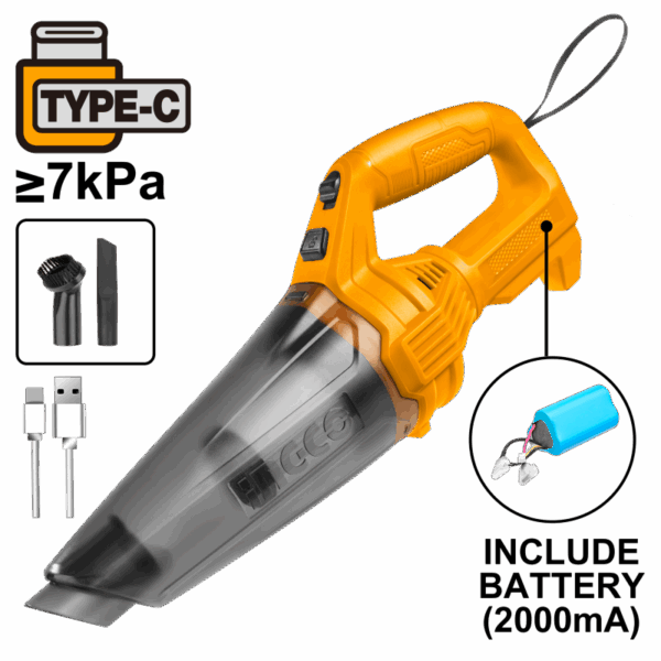 Aspiradora para auto 5 lts recargable con cable USB