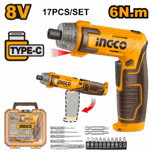 Atornillador inalambrico 8v con 17 accesorios recargable USB C